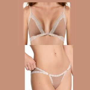 Victoria’s Secret PINK Cotton Lace-Trim Triangle Bralette & Panty Medium - NWT